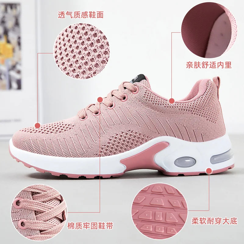 Zapatillas de mujer de primavera de talla grande, zapatillas de running, zapatillas deportivas casuales con cámara de aire