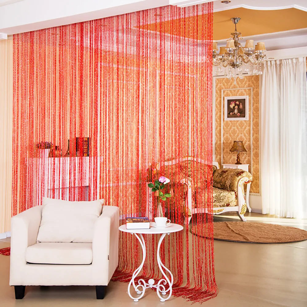 Cortinas para sala de estar de 50CMX200CM Cortina de hilo para sala de estar Puerta Pared Ventana Panel Divisor de ambientes Cortina de borlas decorativa