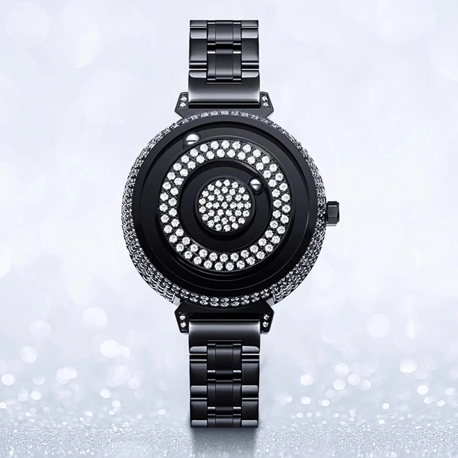 Montre magnétique EUTOUR pour femme avec diamants | Quartz étanche | Bracelet en acier inoxydable de luxe | Élégance de jour comme de nuit