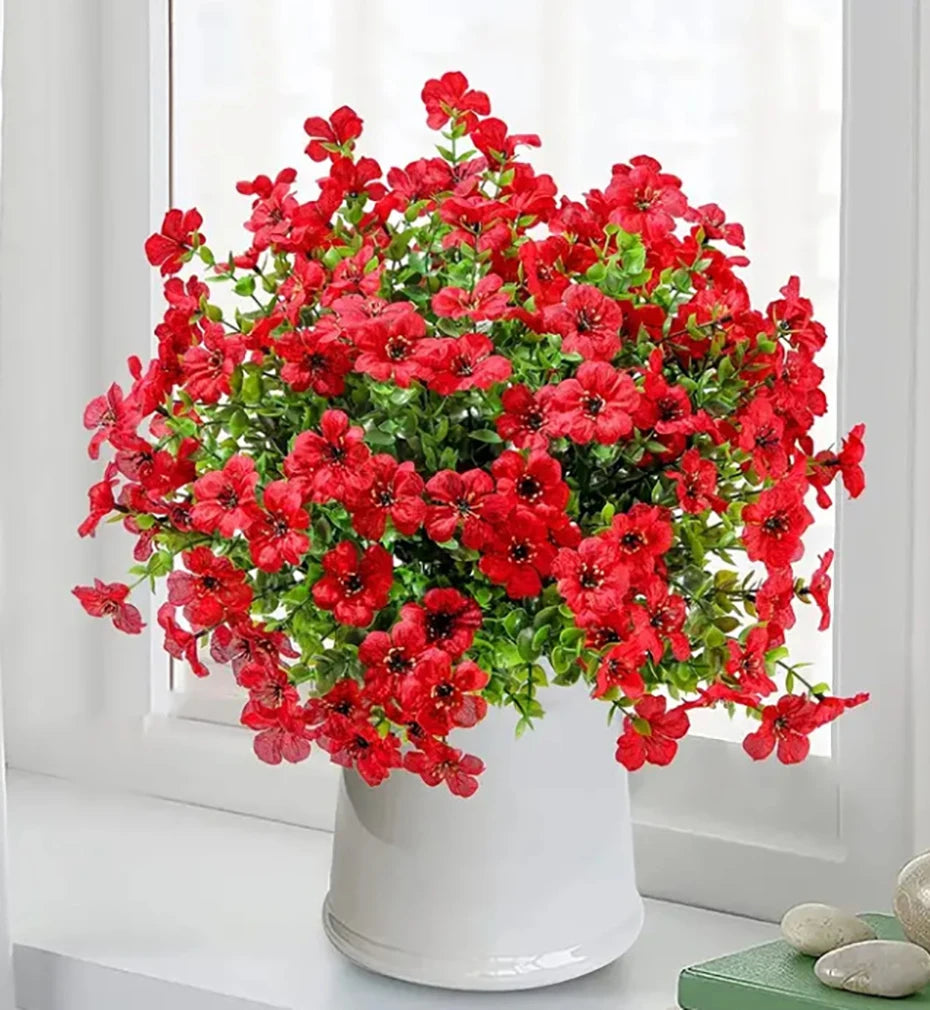 Flores artificiales para exterior, resistentes a los rayos UV, plantas sintéticas para jardín, bodas, hogar, cocina, decoración de granja, plantas artificiales