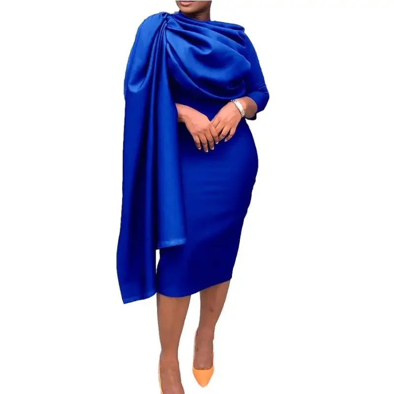 African Dresses for Women Spring New Arrival African Long Sleeve Solid Color Midi Bodycon Dress Dashiki Africa Clothing