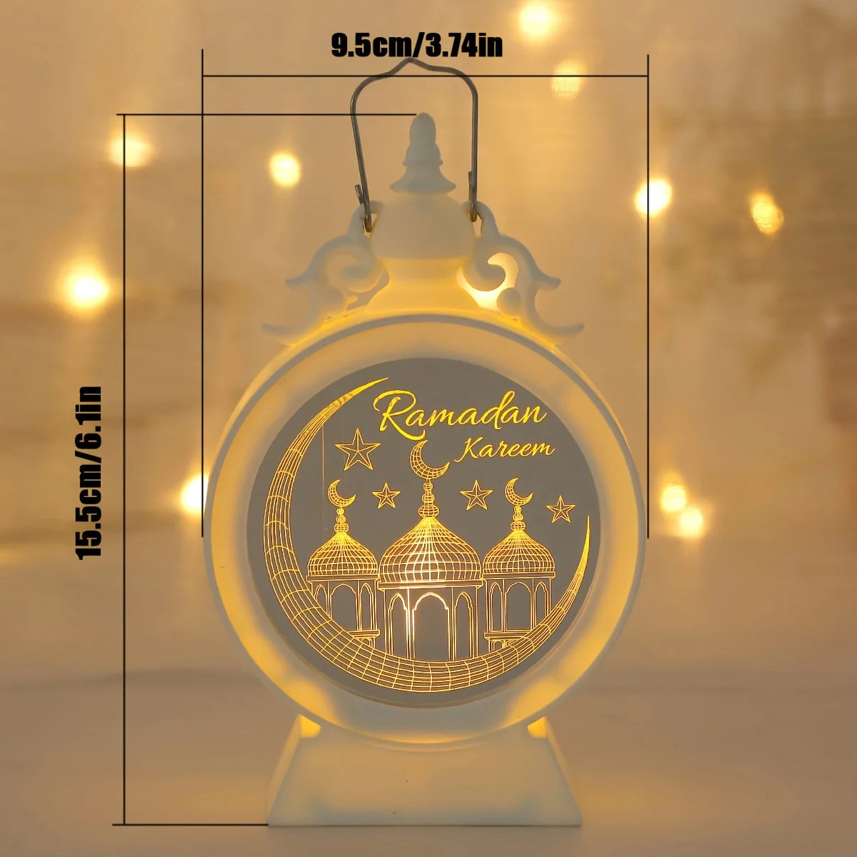 Adornos de Eid Mubarak Linterna LED Luces de fiesta islámicas musulmanas para decoraciones de Ramadán Ramadán Kareem Regalo de Eid Al Adha