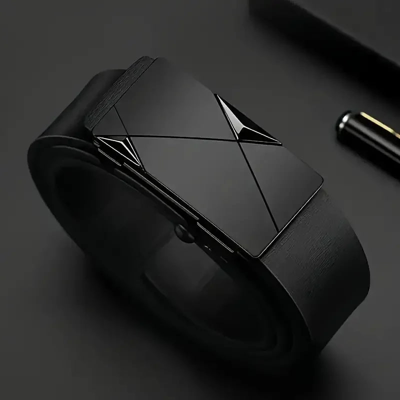Elegante cinturón de piel sintética para hombre - Cinturones de moda para la vida diaria, ocio, fiesta, festival, trabajo y negocios, con hebilla automática