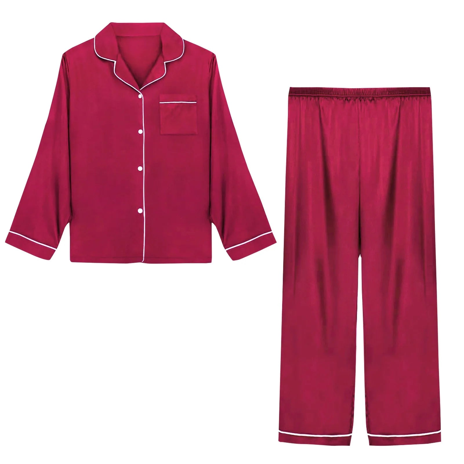 Pijama de seda para mujer, sexy, conjunto de pijama de seda para mujer, ropa de dormir, cárdigan de manga larga, de seda de hielo para casa, pijama de mujer verano 2025