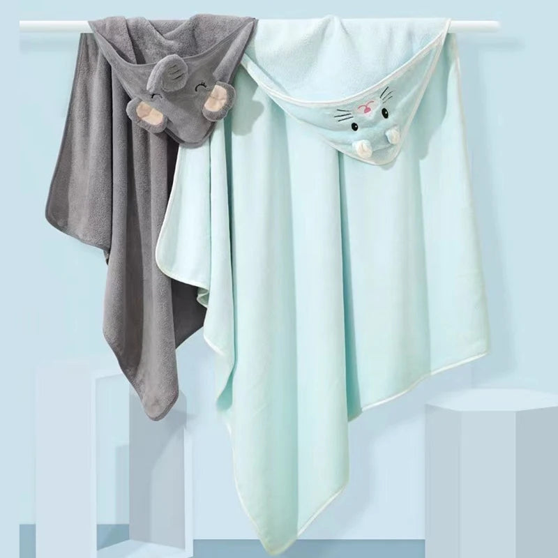 Toalla de baño para bebé, toalla de baño para recién nacidos, niños y niñas, manta con capucha de forro polar coral con diseño de dibujos animados, ropa de cama para recién nacidos
