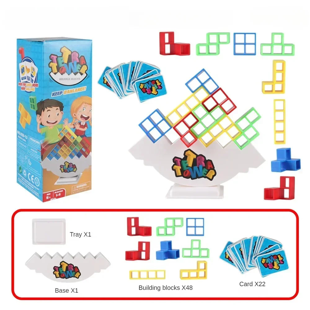 16-64 Jouets de construction Blocs de construction russes Jeu de tour Tetra Jeu de table d'empilage d'équilibre de balançoire pour enfants et adultes