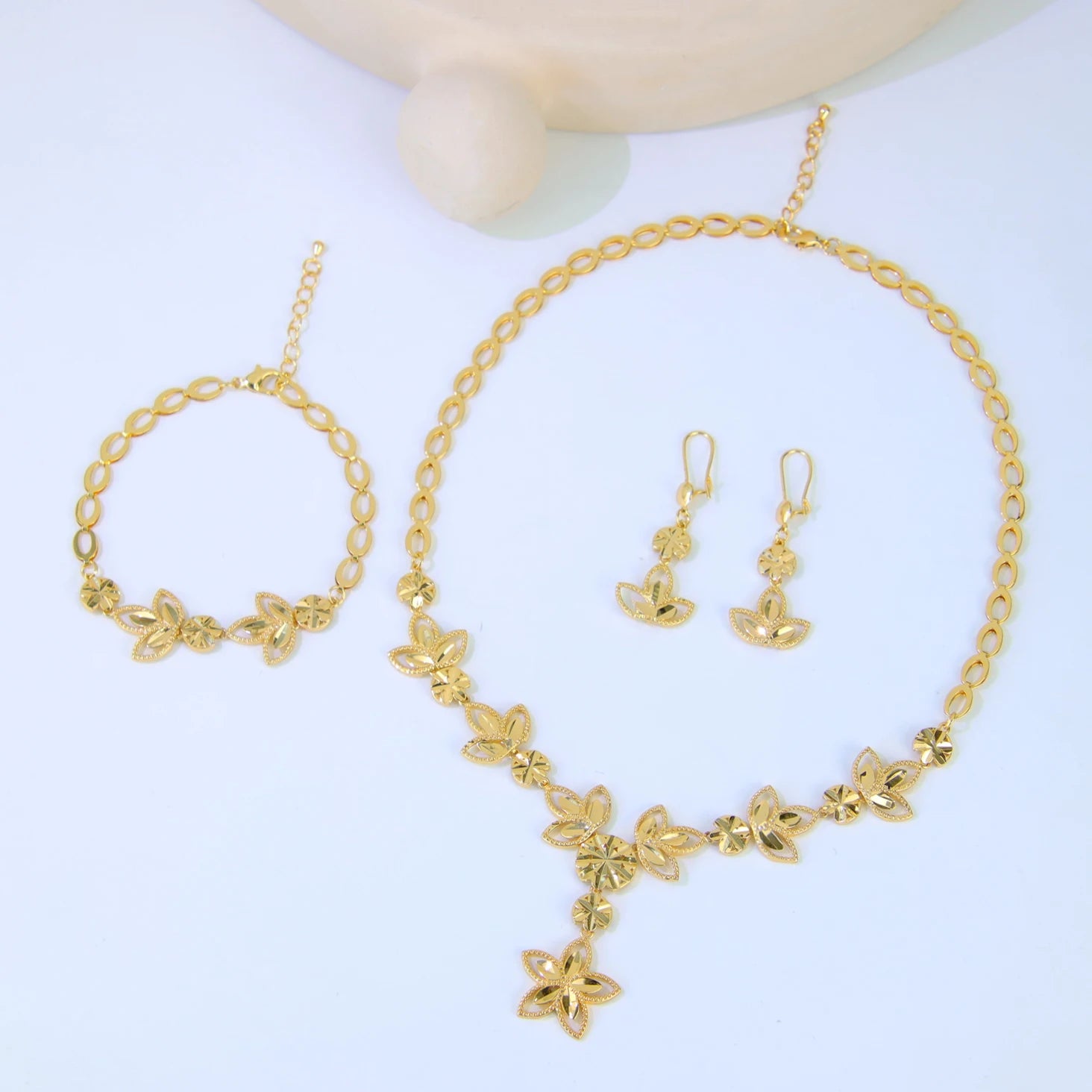 Juego de joyas de boda de lujo de Dubái, chapado en oro de 21k, collar, pulsera y pendientes de oro nupcial árabe, joyería vintage para mujer brasileña