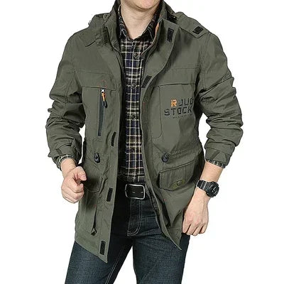 Ropa Hombre primavera otoño Chaquetas Casual Abrigos Senderismo Cortavientos Chaquetas con Capucha Moda Militar Cargo Bomber Chaquetas de Hombre