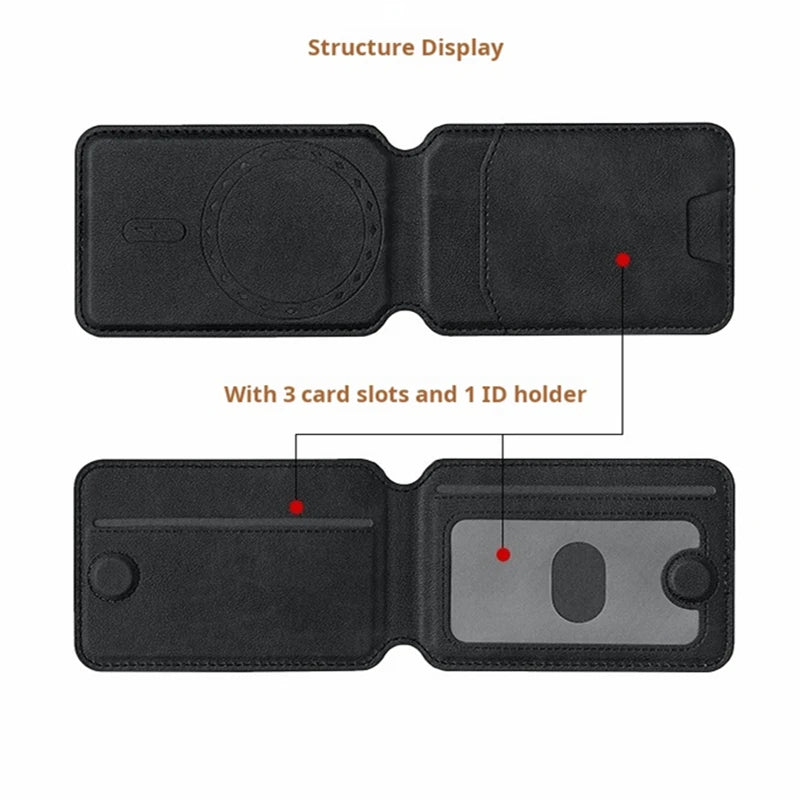 For Magsafe Magnetic Pu Leather Wallet Stand Credit Card Holder for Iphone 16 15 14 13 12 Pro Max Card Holder Phone Bag Cover