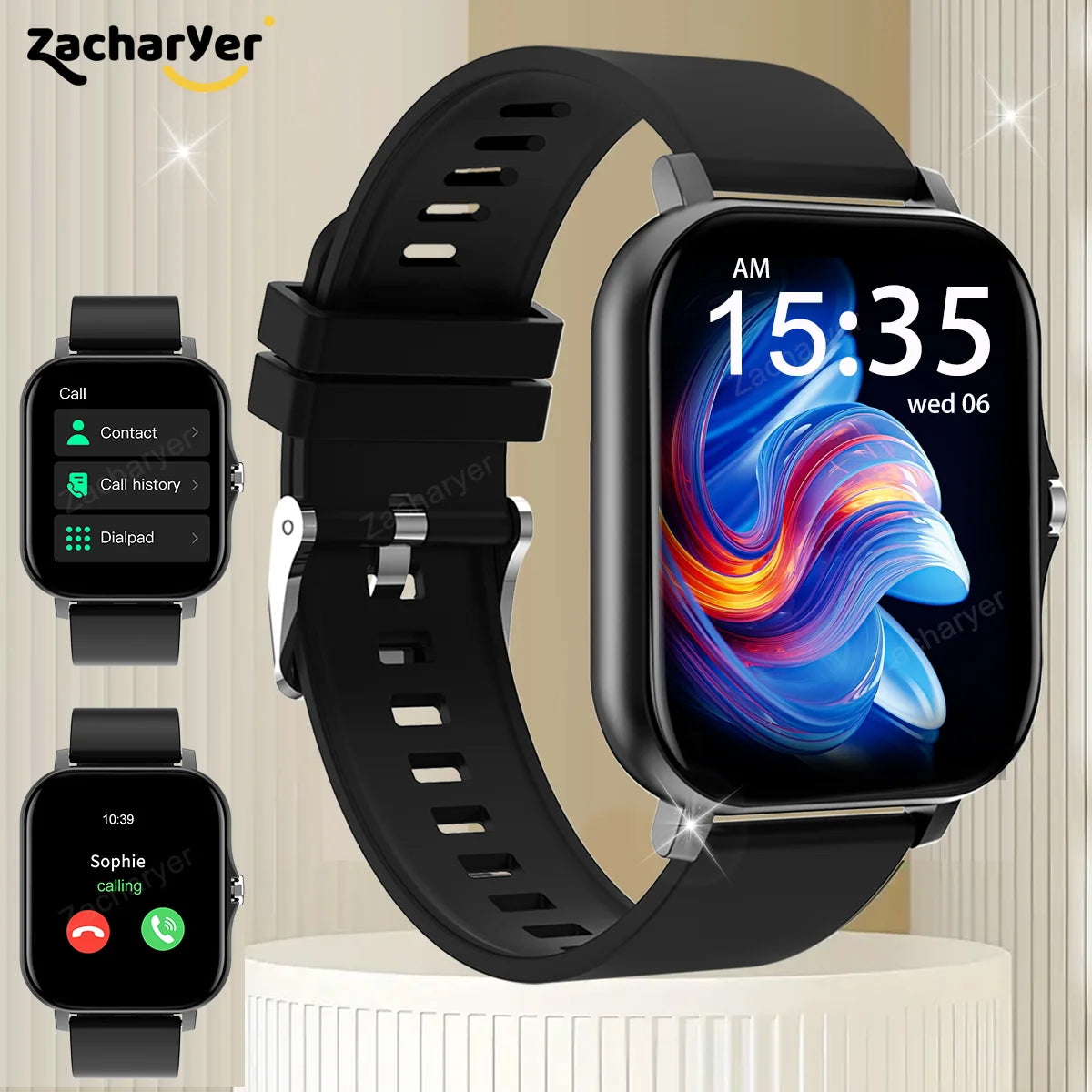 Reloj inteligente con llamada Bluetooth, smartwatch con dial táctil para Android, música, rastreador de actividad física, relojes deportivos