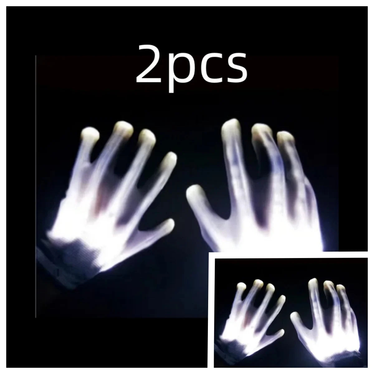 Guantes LED Neon Guantes Brillantes Fiesta de Halloween Accesorios de Luz Guantes Luminosos Parpadeantes de Calavera Suministros para Disfraces de Escenario