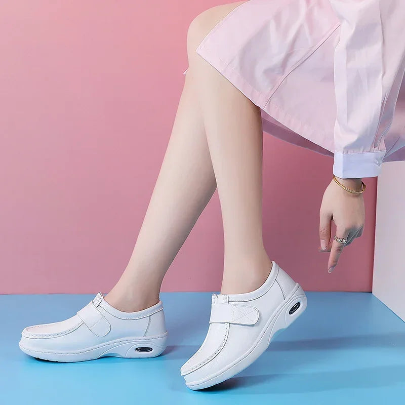 Women Platform Wedges Casual White Shoes Soft Nurse Work Shoes Hollow Out Breathable Comfort Non-slip Nursing Shoes