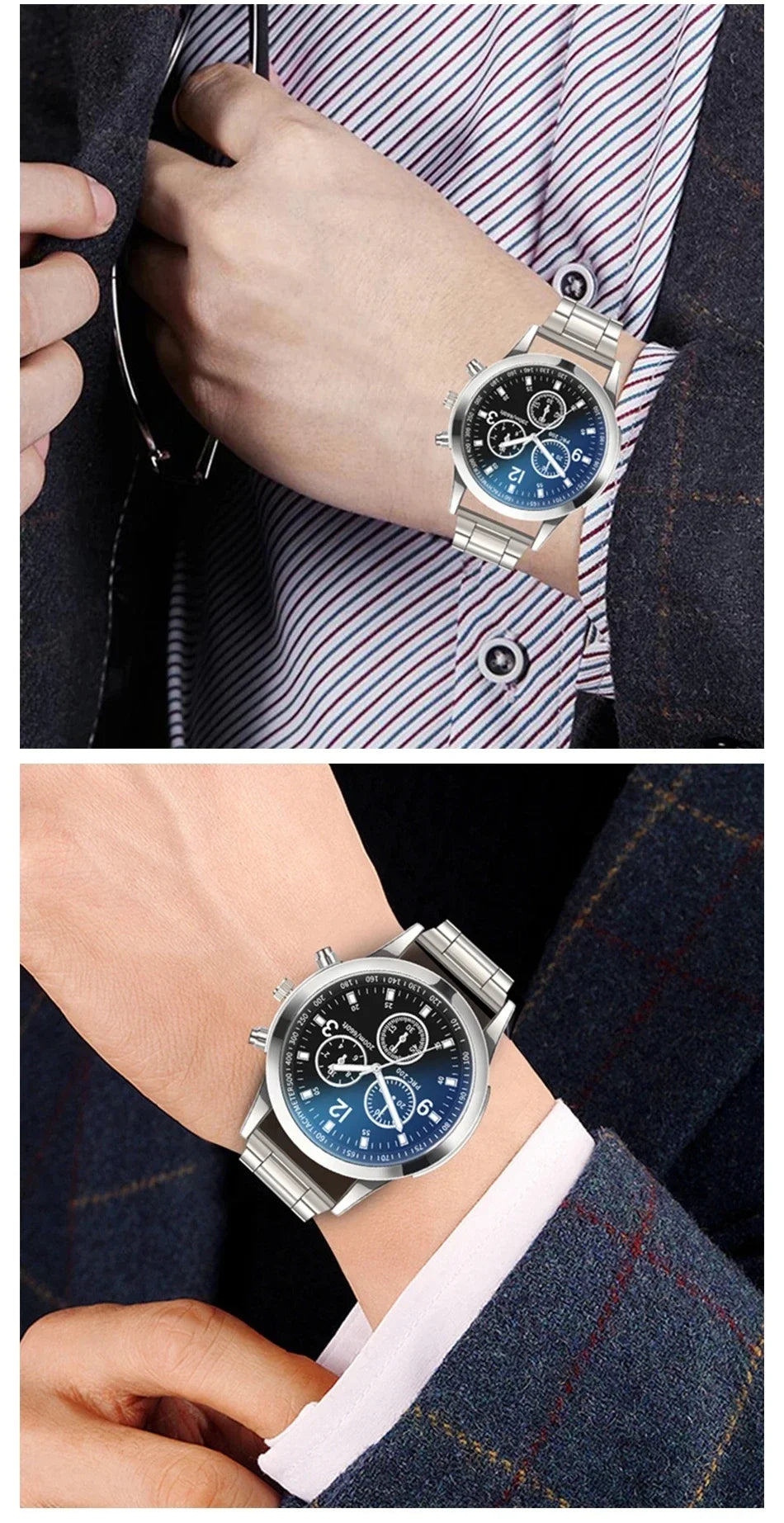 Nuevo reloj de hombre, banda de lujo, reloj redondo, moda, Blu-ray, reloj romano para hombre, relojes para hombre, שעון ספורט, часы мужские наручные