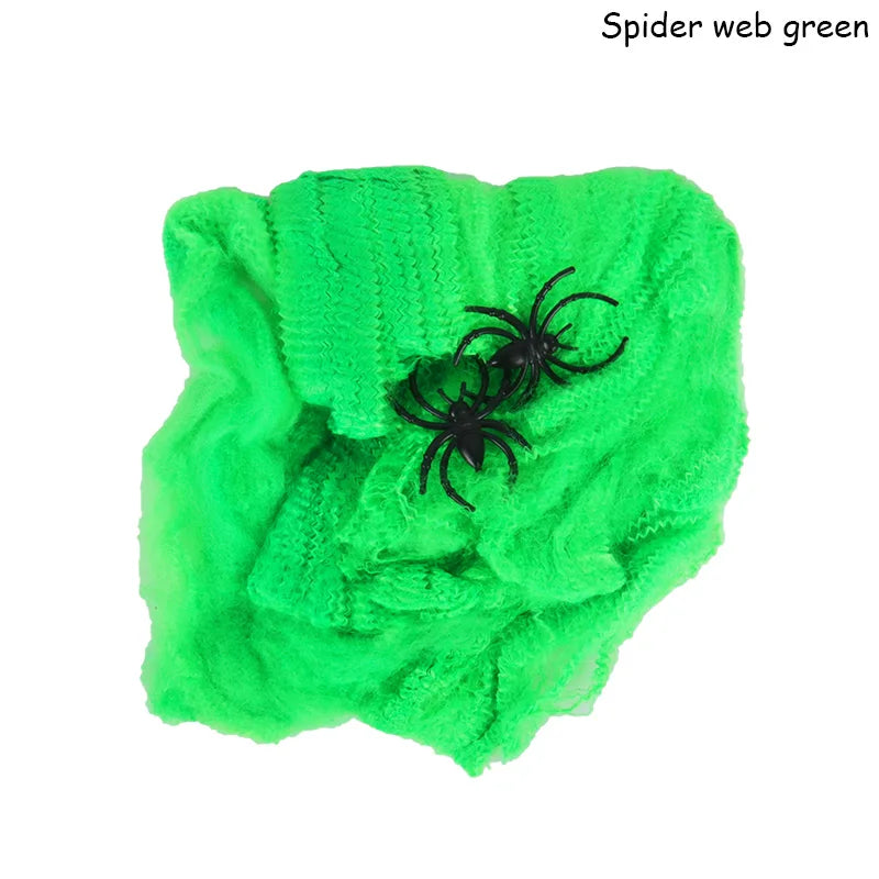 Decoraciones de Halloween Telaraña artificial Telaraña elástica Telaraña de miedo Decoración de Halloween para bar Accesorios de escena de casa embrujada