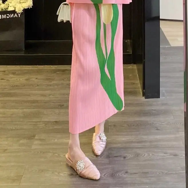 Conjunto plisado de top nuevo estilo adelgazante conjunto de dos piezas de falda de alta gama conjuntos de dos piezas para mujer atuendos faldas