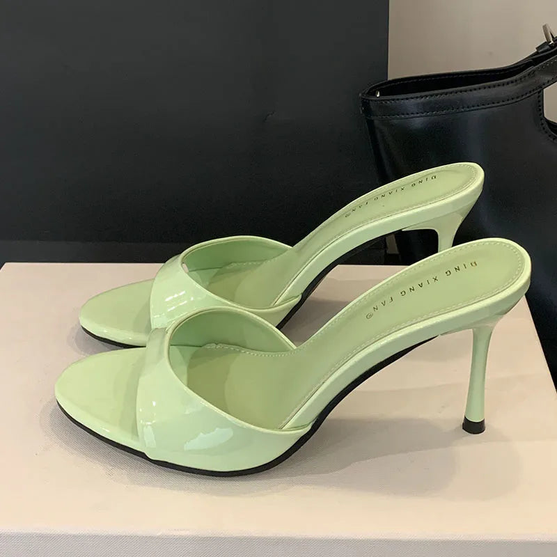 Nuevos zapatos de tacón de aguja para mujer sin cordones, zapatos de tacón alto de lujo a la moda con punta redonda, zapatos de mujer, sandalias, calzado