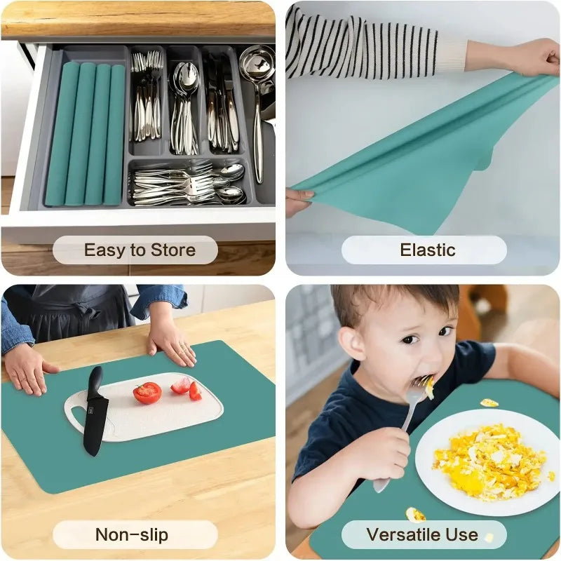 Manteles Individuales de Silicona, Manteles Individuales para Niños, Manteles Individuales Impermeables Resistentes al Calor Antideslizantes para la Mesa del Comedor, Fáciles de Limpiar