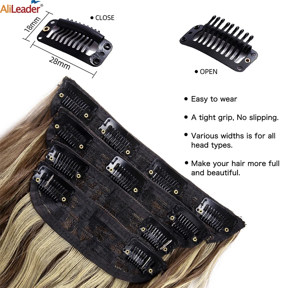 Extensiones de Cabello Ondulado Largo de Clip