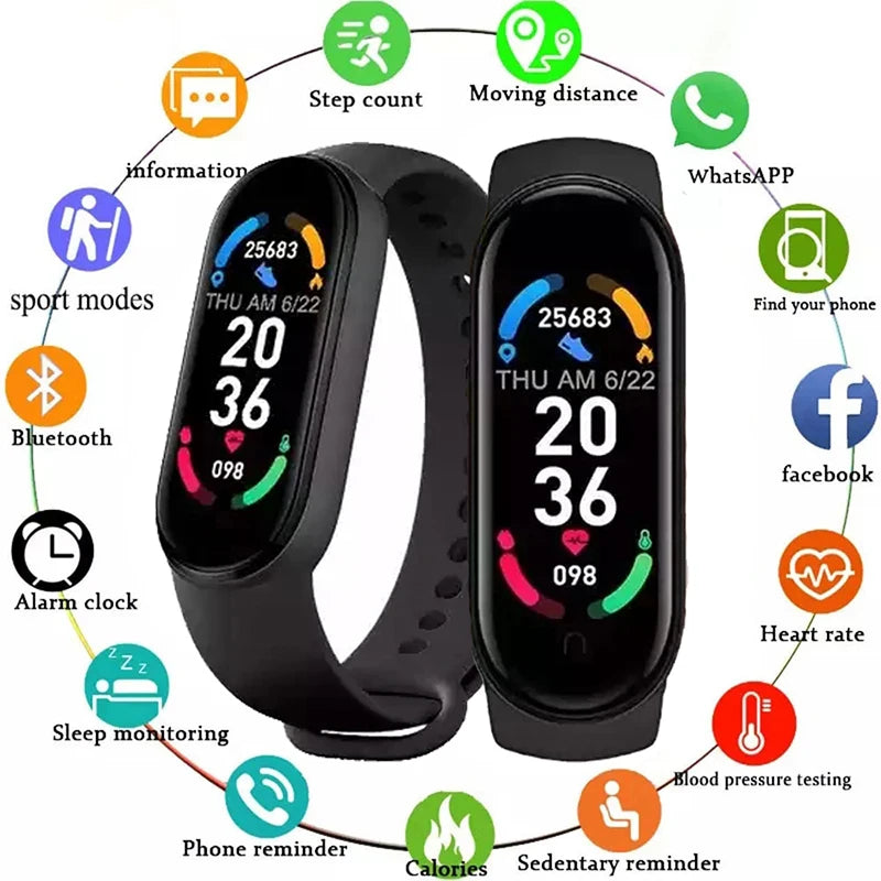 M6 Smart Watch Men Women Fitness Sports Smart Band Bracelet IP67 Bluetooth Music Heart Rate Take Pictures Smartwatch For Xiaomi