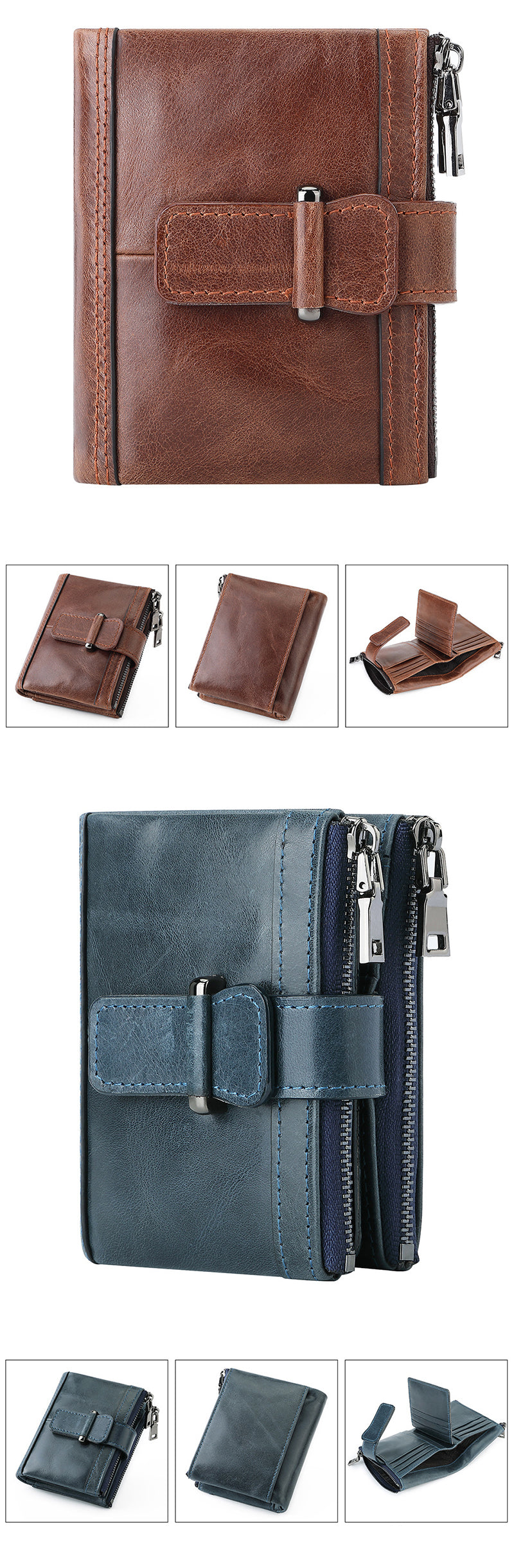 Cartera de lujo de diseño para hombre, carteras de hombre de cuero genuino, RFID de alta calidad, monedero para hombre, tarjetero, carteras vintage