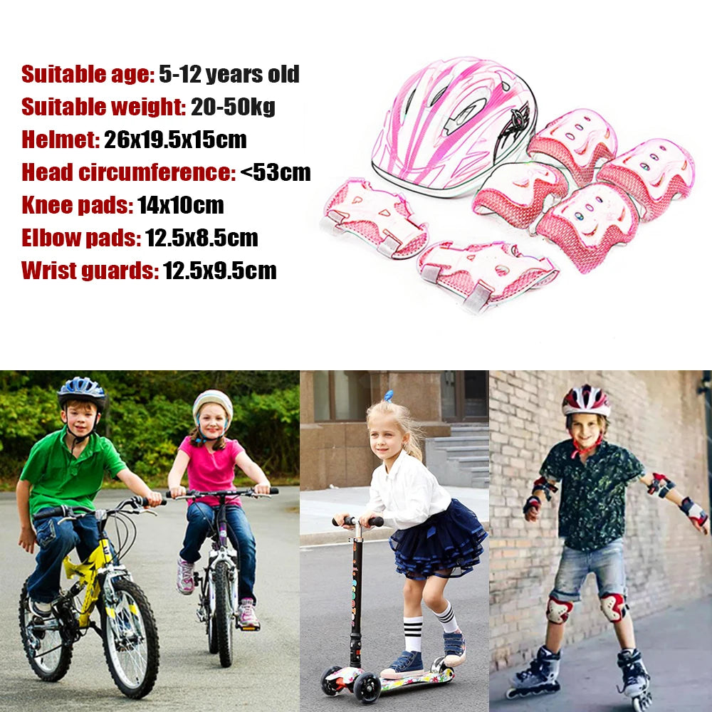 Set de Equipo de Protección para Niños Patinaje Casco Protector Rodilleras Coderas Muñequeras Niño Niña Bicicleta Patineta Esquí Patinete Deportes