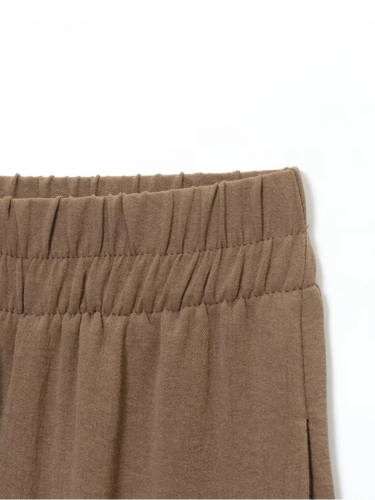 Conjuntos de pantalón para mujer de verano, camisa y blusa, tops, pantalón, conjunto de dos piezas para mujer, camisa de manga corta marrón, traje de pantalón para mujer