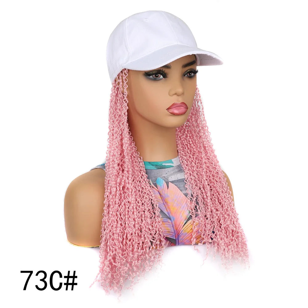 SQRDGQ Synthetic Braided Hair Hat Wigs for Woman 14inch Bug Black Blonde Braided Extensions with Baseball Cap Woman Wigs