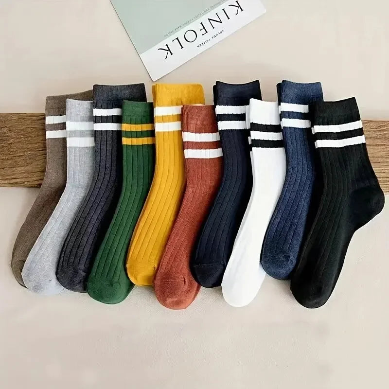 5 pares de calcetines de hombre, calcetines deportivos divertidos vintage de moda de otoño e invierno, calcetines de tendencia deportiva