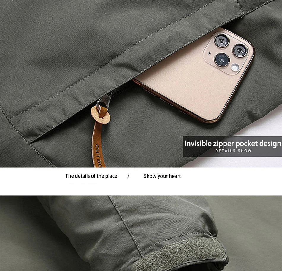 Chaqueta de invierno a la moda con capucha, chaqueta de camping y senderismo, chaqueta informal impermeable para hombre, cortavientos, ropa de abrigo para hombre
