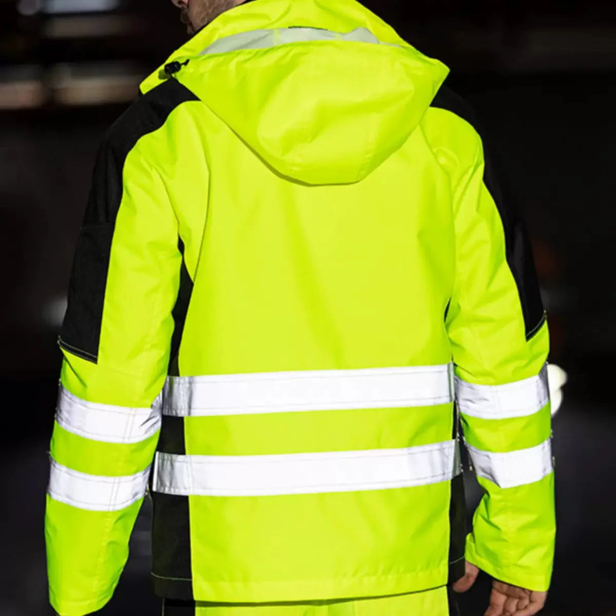 Trajes de trabajo de alta visibilidad amarillos para el invierno, conjunto de chaqueta impermeable de alta visibilidad 3 en 1 con forro y pantalones de trabajo para hombre