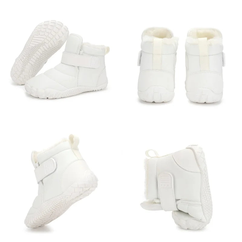Kids Wide Toe Barefoot Snow Shoes Girls Ankle Winter Boots Warm Plush Boys Fur Shoes Children Minimalist Sneakers Boots