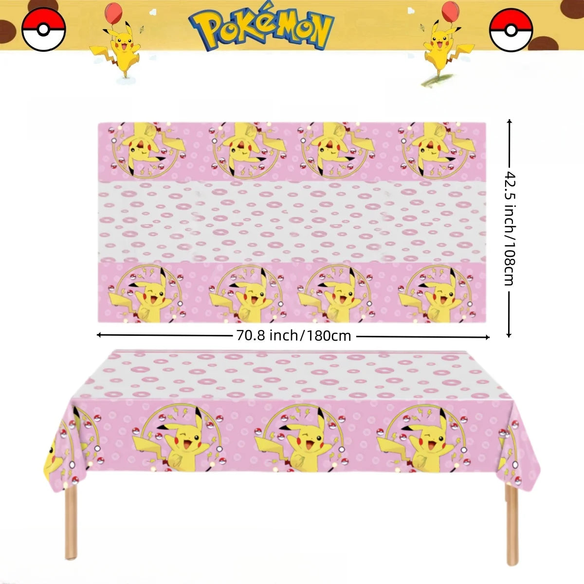 Mantel de Pokémon, decoración de fiesta de cumpleaños de Pikachu, mantel desechable, cubierta de mesa, baby shower, regalo de juguete para niños, suministros para fiestas