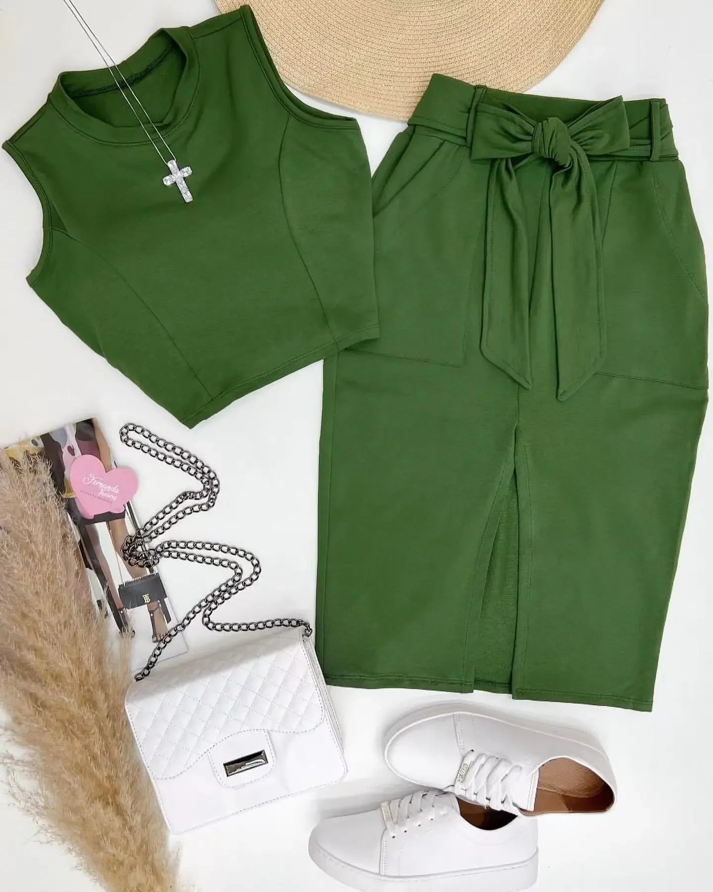 Conjunto de falda para mujer, conjuntos de dos piezas, vestidos ajustados, tops cortos sin mangas con cuello redondo, faldas de largo medio con cordones y cintura alta, empalme.