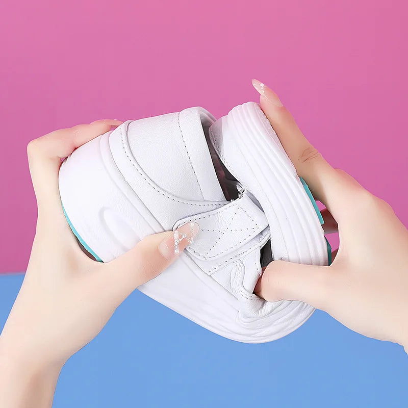 Genuine Leather White Nurse Shoes For Women's Spring Soft soles Breathable Casual Shoes Comfortable air Cushioned Women's Shoes