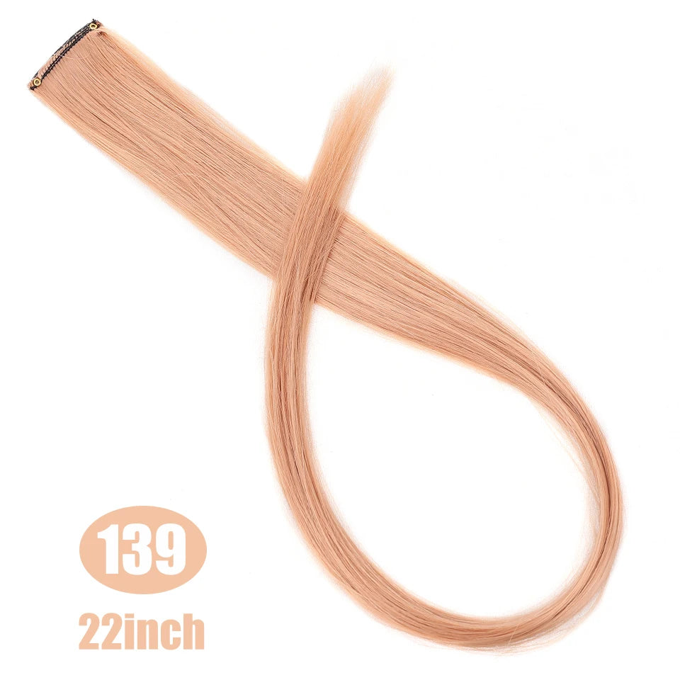 Extension capillaire synthétique Lupu, mèches arc-en-ciel, une seule pièce, épingle à cheveux, cheveux longs et raides, pour faux cheveux