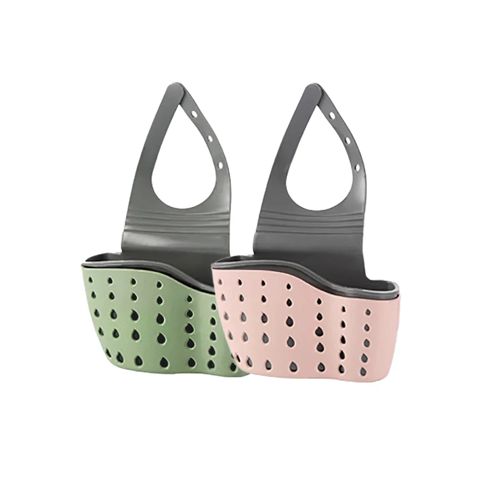 Cesta de drenaje de almacenamiento para el hogar, soporte para fregadero de cocina, jabón ajustable, esponja, estante, bolsa colgante, cesta de drenaje, accesorios de cocina
