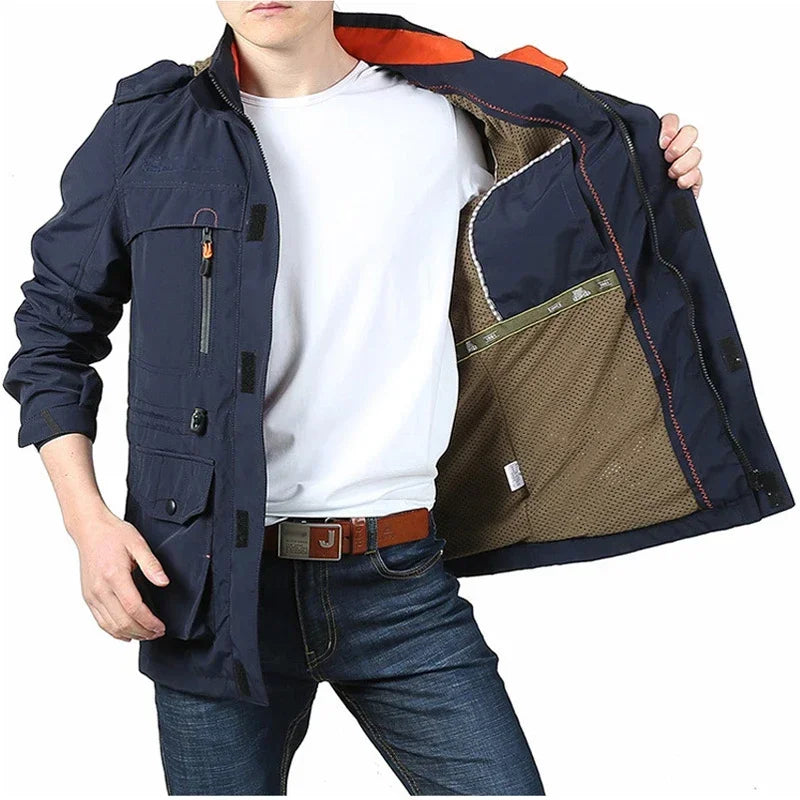 Ropa Hombre primavera otoño Chaquetas Casual Abrigos Senderismo Cortavientos Chaquetas con Capucha Moda Militar Cargo Bomber Chaquetas de Hombre