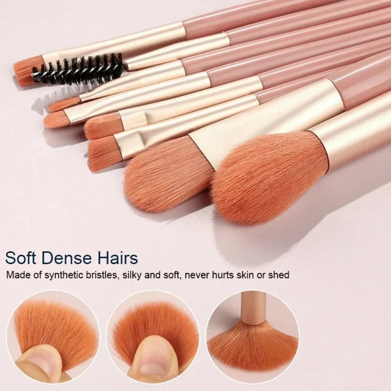 Lot de 8 pinceaux de maquillage portables pour fard à paupières, fond de teint, estompeur, doux et moelleux, pour cosmétiques, anti-cernes, outil de maquillage professionnel