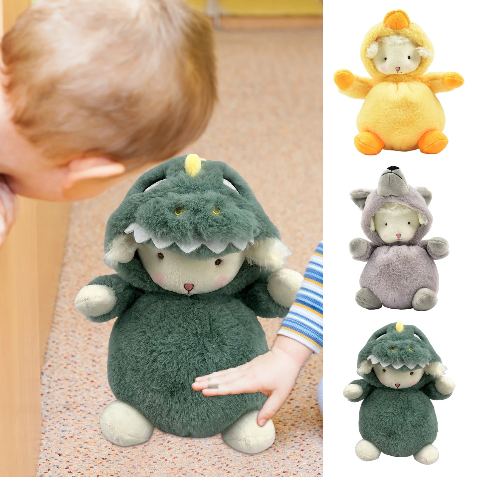 Peluche mouton peluche animaux jouet habiller petite poupée agneau transformation en loup gris / canard jaune / dinosaure peluche agneau Dol