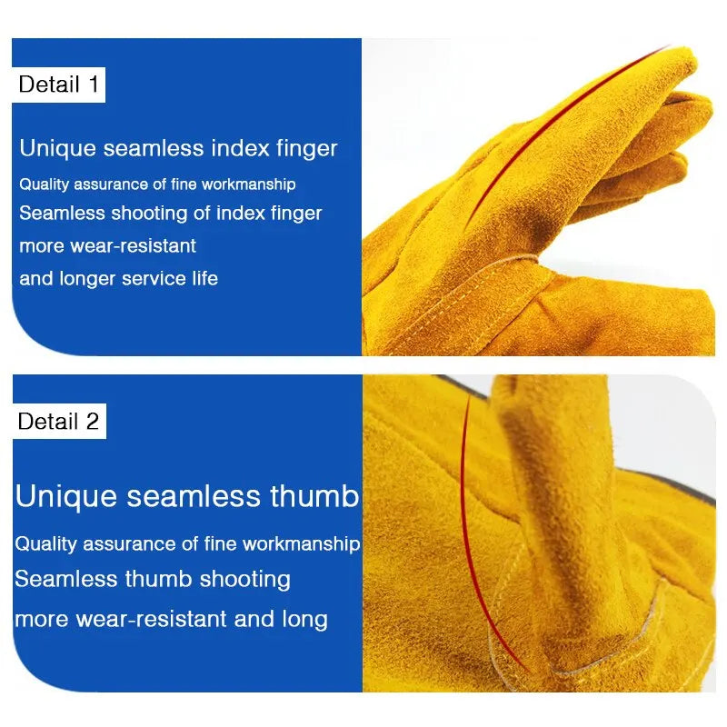 Guantes de trabajo para hombre, de piel de vaca suave, para conductor, caza, conducción, granja, jardín, soldadura, seguridad, protección, guante mecánico