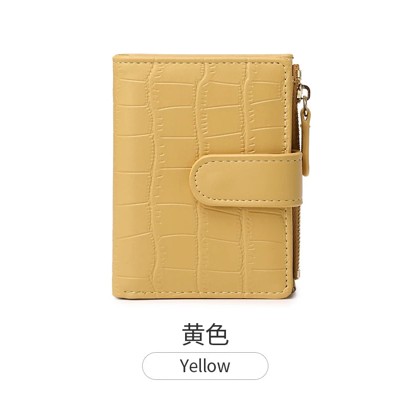 Klassisk luksuslommebok med kortklips, liten, multifunksjonell, PU-håndveske i skinn, ensfarget, dobbel fold, dame, ZeroWallet