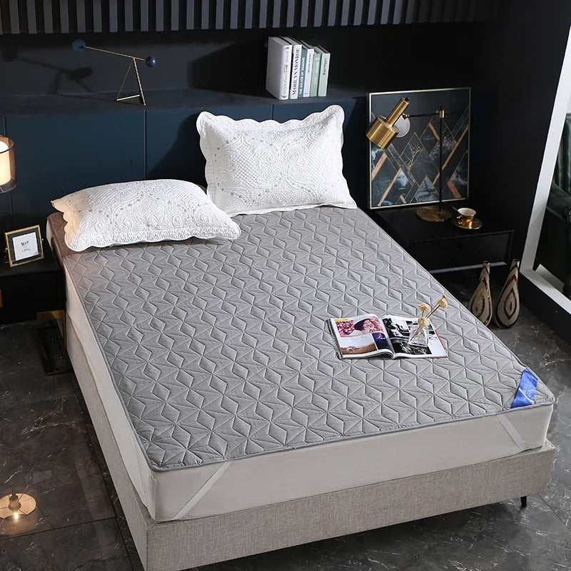 Cubrecama Impermeable Sobre La Cama Protector De Colchón Transpirable Antideslizante Con Banda Elástica Alfombrilla Antipolvo Para Hotel y Hogar