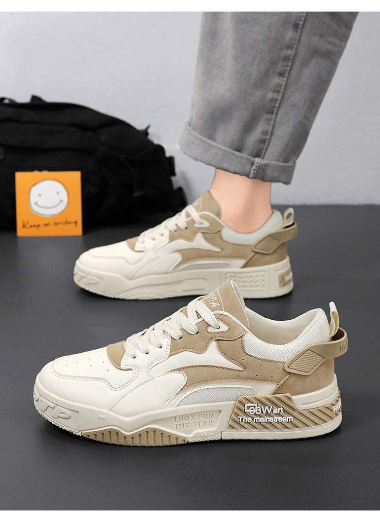Zapatillas de hombre de otoño Novedad, calzado de plataforma cómodo para hombre, tendencia 2023, zapatillas vulcanizadas con cordones, zapatillas casuales blancas