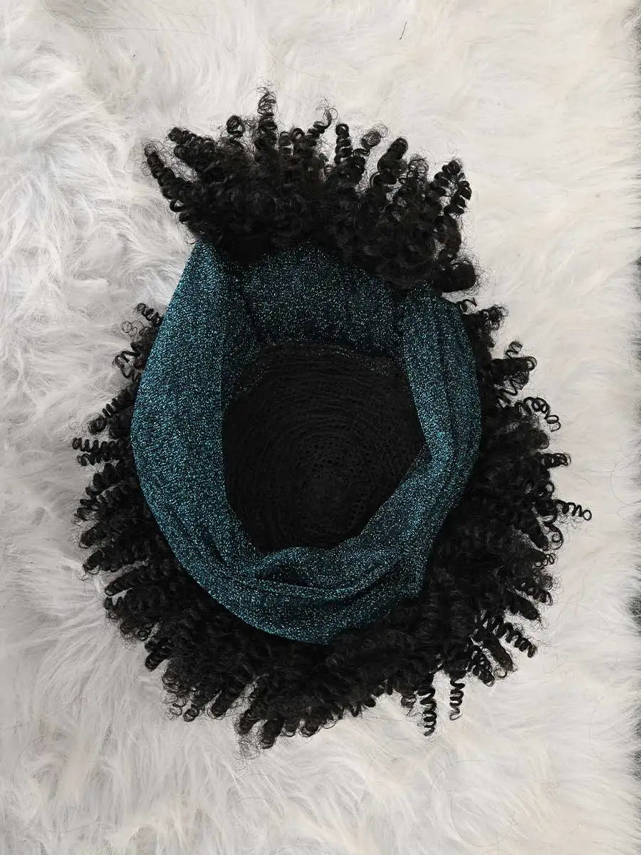 Headband Wig Curly Headband Wig With Bangs For Women Synthetic Afro Curly Hair Wig With Headband Attached Short Kinky Curly Afro High Puff With Bangs Stripes Short Red Curly Wigs with Bangs for Women, Natural Wavy Synthetic W