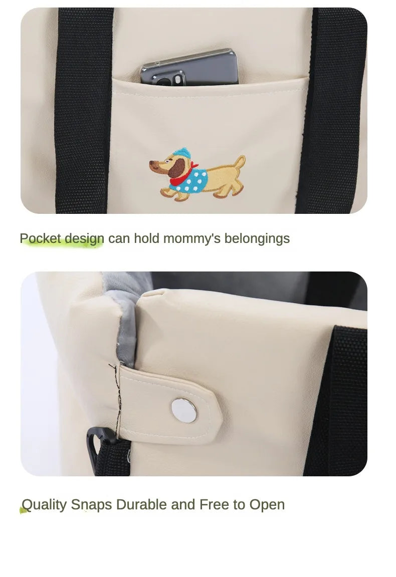 Valpebilsete reise sentralstyrt PU-skinn kjæledyrtransport for små hunder chihuahuakatter biltransport hundetilbehør