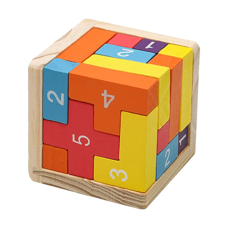 Fargerike treklosser-puslespill, klassisk Luban Lock Cube 3D-puslespill, intellektuelt spill for barn og voksne