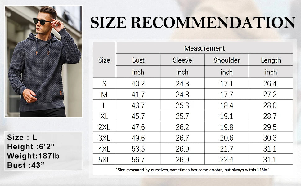 Herregenser Vår Ny Oversized Langermet Ensfarget Strikket Hettegenser Genser Gensere Komfortabel Genser Amerikansk Størrelse