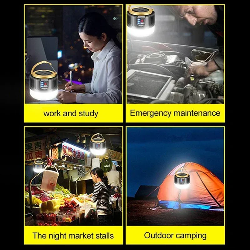 Linterna de camping portátil Power Bank Linternas LED de camping de mano impermeables para tienda de campaña al aire libre Foco recargable Linterna