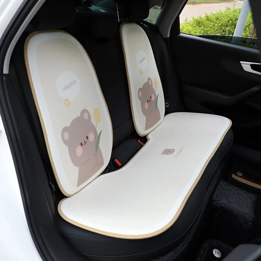 Bear Cartoon Bear Car Seat Cushion Protector Mat Breathable Summer Breathable Seat Pad Honeycomb Dust Proof Car Ice Silk Cushion