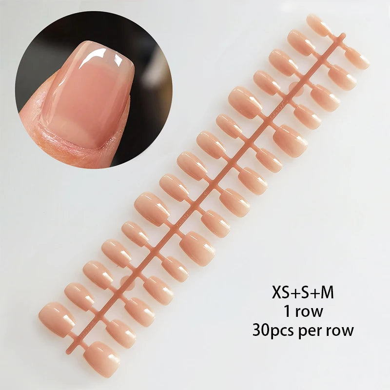 30 stk. gradient kunstnegler fransk blush nude negler vanntett kunstige negler medium kiste kunstnegler fingernegler presse-on negler tupper manikyr